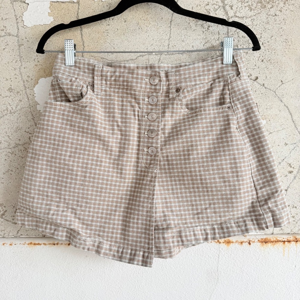 American Eagle Skort Plaid Shorts Button Fly Cotton Y2K Preppy Womens 10